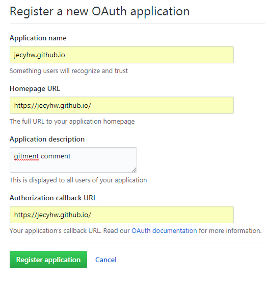 Register a new OAuth application